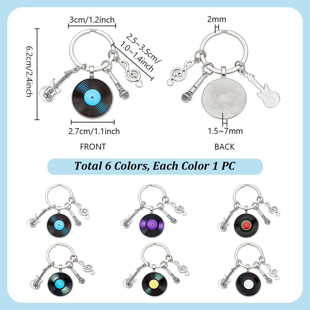 6 Pezzi 6 Colori Portachiavi c - Musical Instrument Glass recensione e prezzo