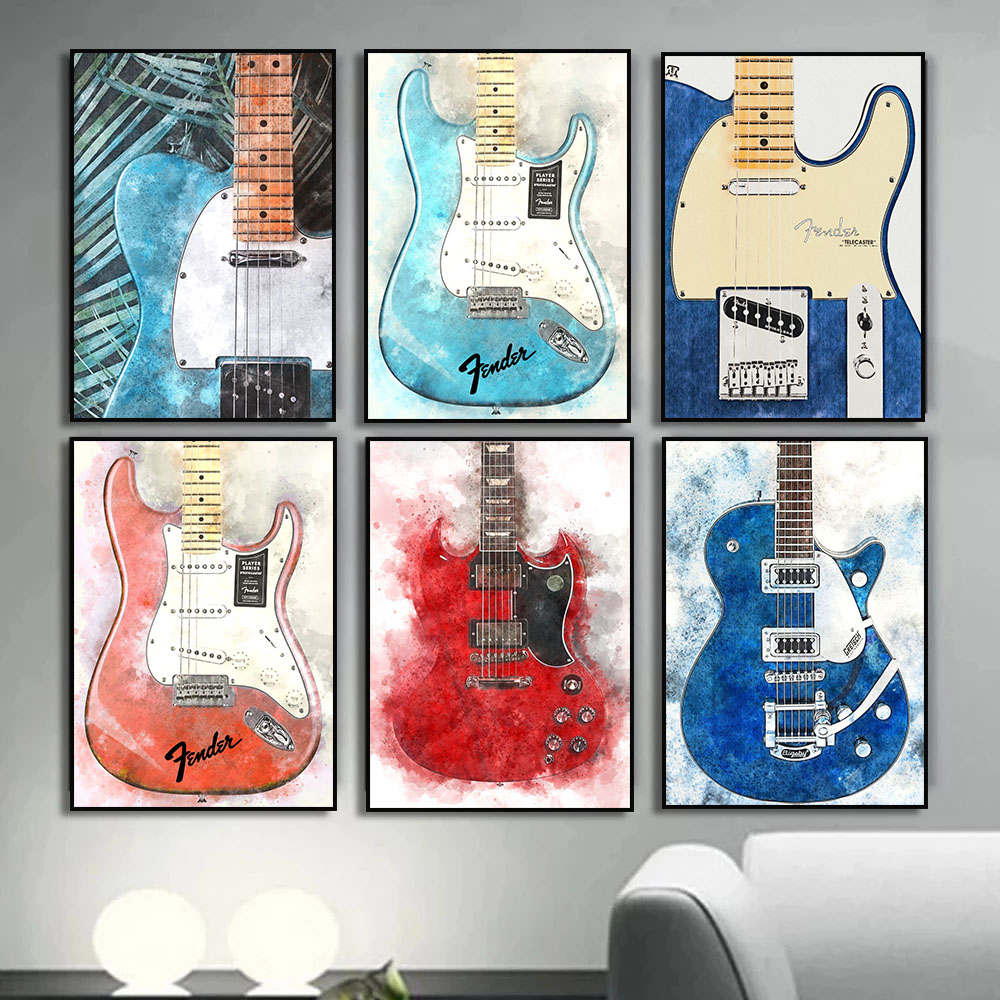 Vintage Rock Music Guitar dipi - Picture Of Musical Instrument recensione e prezzo